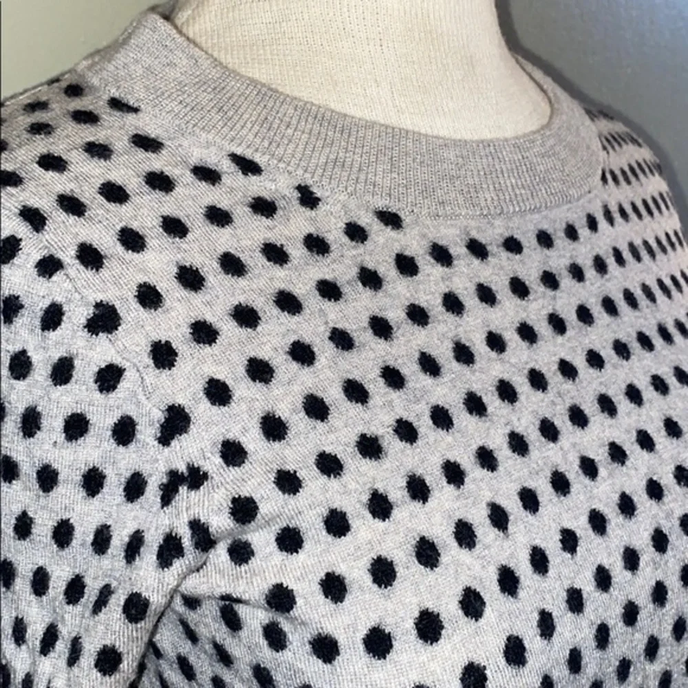 J.Crew polkadot long sleeve sweater gray and black merino wool small